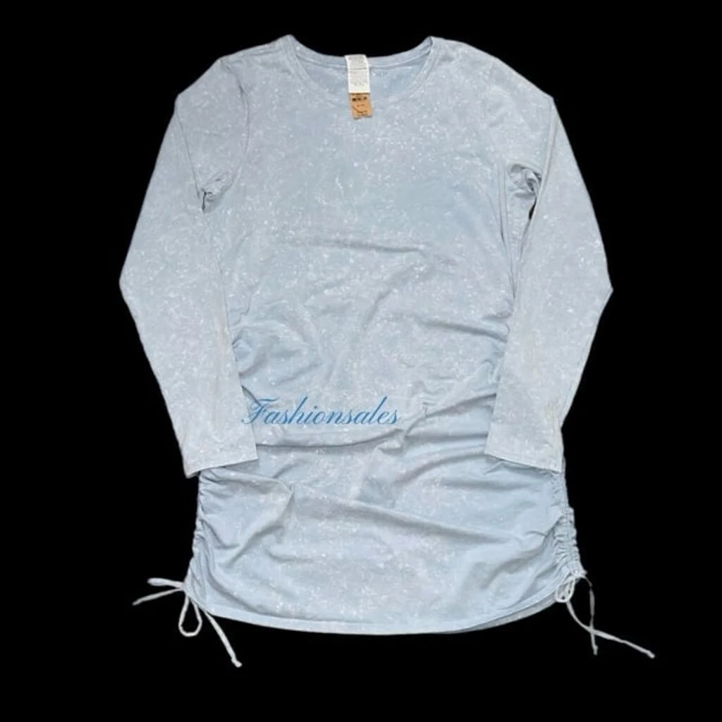 UNDERCOVER Abito a maniche lunghe Victorias Secret ROSA arricciati blu gesso lavaggio XL nuovo