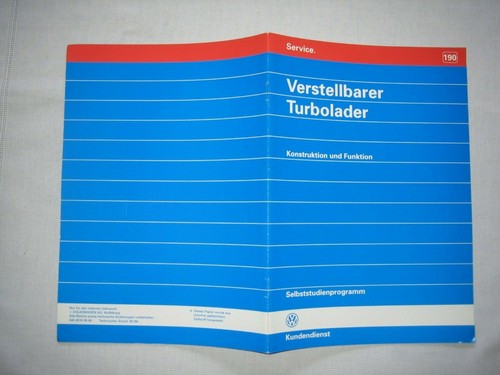 VW SSP 190 Verstellbarer Turbolader Selbststudienprogramm 1996 Audi VAG-Service