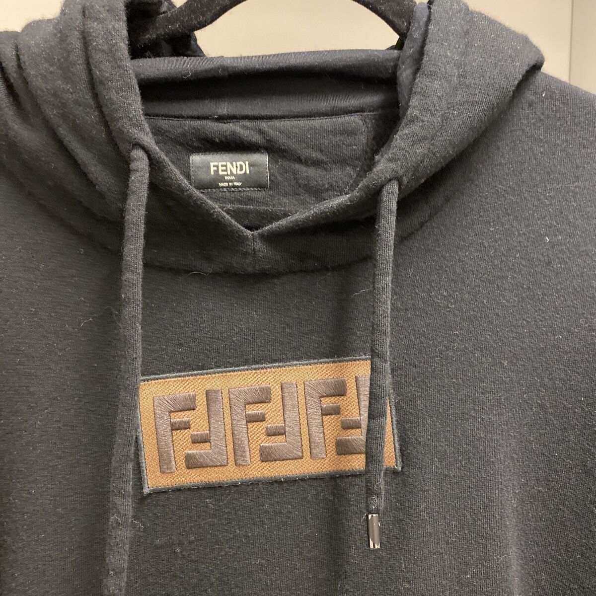 Fendi Embroidered FF Logo Black Hoodie Sz. 54 XXL Excellent Fendi Embroidered FF Logo Black Hoodie Sz. 54 XXL Excellent