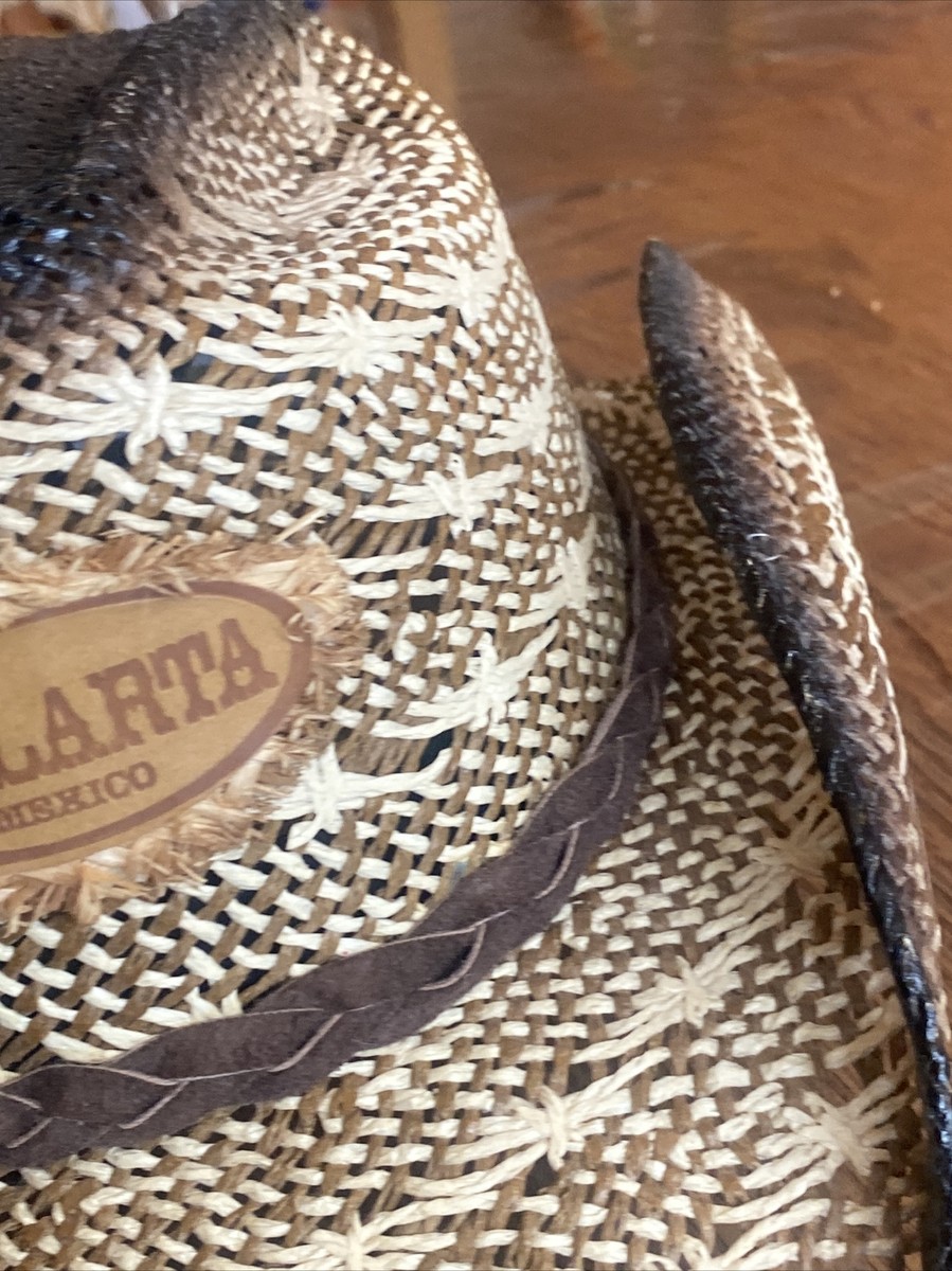 Somher Brown Natural Straw Western Hat with Beaded Hat Medium