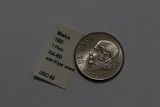 🧭 🇲🇽 MEXICO 1 PESO 1980 WITH OPEN 8 SCARCE HIGH GRADE B63 #Z4037