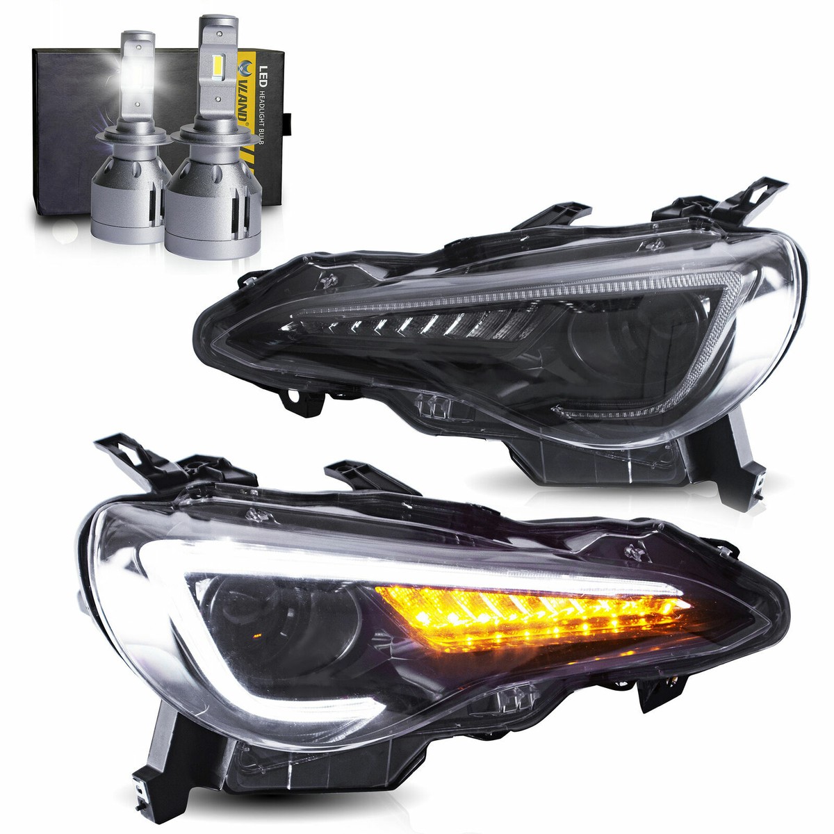 LED Headlights+VLAND D2S LED Bulb for 13-16 Scion FR-S 17-19 86 13