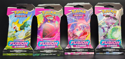 4x Pokemon Fusion Strike Sleeved Booster Artwork Set Neu und OVP Fusionsangriff