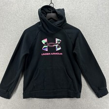 Under Armour Hoodie Kids Size XL Loose Black Pullover Logo Spellout