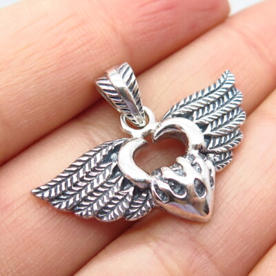 925 Sterling Silber Flügel Herz Anhänger