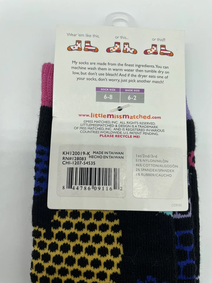 Little Miss Matched Socks Three miss matched socks set of 2 Ages 4-9 - Image 4 of 4