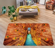 3D Orange Peacock AHO182051 Animal Non Slip Rug Mat Elegant Photo Carpet Romy