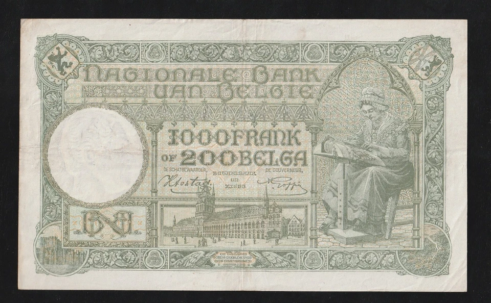 Belgium, 1000 Francs - 200 Belgas, 1943, P-110 ,  King Albert Queen Elisabeth - Image 2 of 2