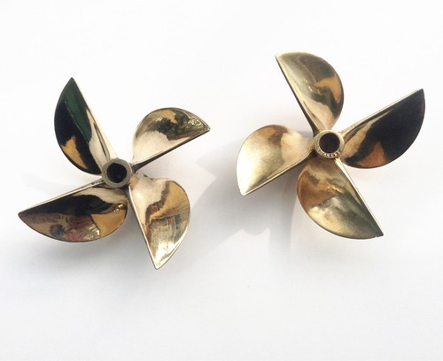 1 pair propeller 26cc brass prop 6717 1/4" shaft 4 blade 67mm For OD RC boat 836 - Picture 2 of 9