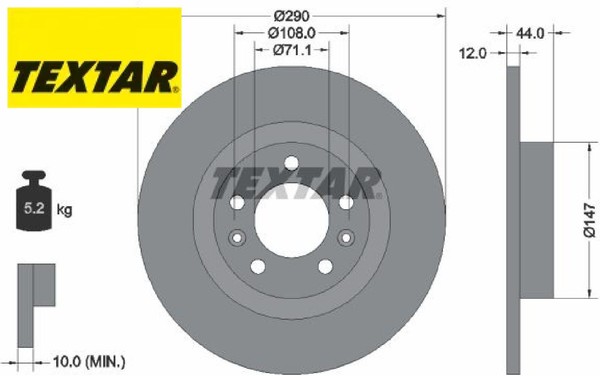 2X Bremsscheibe Textar 92238003 2 Bremsscheiben Hinterachse Hinten FüR Peugeot-image