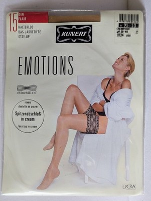 Kunert EMOTIONS = GLATT & SOFTIG Strümpfe halterlo Gr. II = 38-40 Nylons CREAM