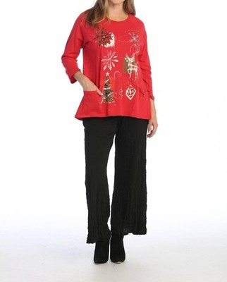 Jess & Jane Treasures Mineral Washed Patch Pocket Cotton Top Size XL