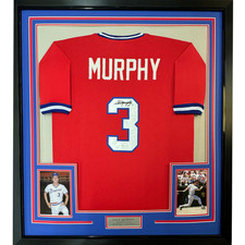 FRAMED Autographed/Signed DALE MURPHY 33x42 Atlanta Red Baseball Jersey JSA COA