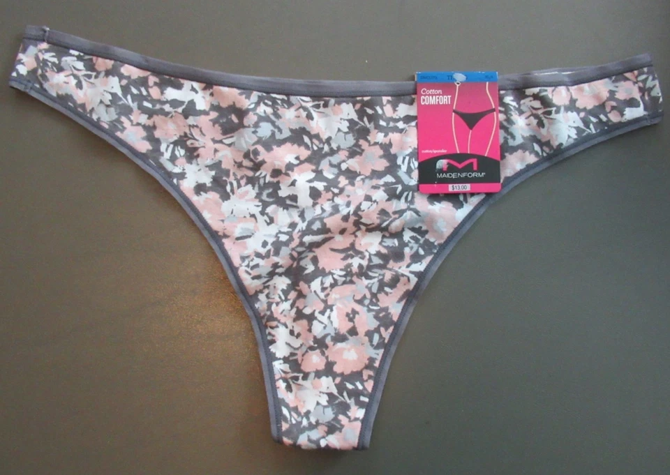 Paquete de 3 bragas tanga Maidenform para mujer mezcla de algodón, azul rosa floral, XL/8 Foto 3 de 4