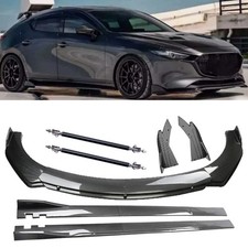 Carbon Fiber Look Front Bumper Lip Spoiler For Mazda 3 S Hatchback Side Skirt Carbon Fiber Look Front Bumper Lip Spoiler For Mazda 3 S Hatchback Side Skirt