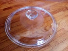 VTG PYREX G1C Corning Ware  8.75 ID/9 OD  Round Glass Ribbed Lid Clear NICE