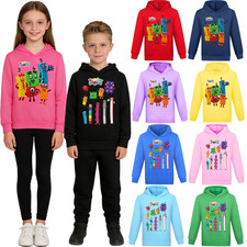 Felpa con cappuccio pullover casual per bambini ragazzi ragazze blocchi numerici 2-13 anni