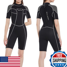 GoldFin Women 3mm Neoprene Shorty Wetsuit Back Zip Surfing Diving Snorkeling Swi