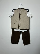 Janie And Jack 3pc Outfit Boys Sz 5 Brown/tan Fall/winter Preppy Designer