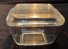 Vintage PYREX 501-B Refrigerator Dish w/Ribbed Lid 501-C Clear Glass. Fridgie