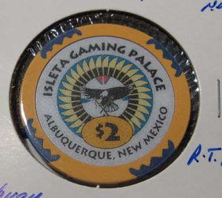 ISLETA INDIAN CASINO GAMING PALACE $2 gaming poker chip Albuquerque N.M.