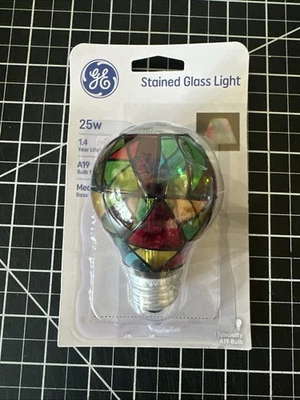 new GE Stained Glass 25W Hand Painted Light Bulb General Electric decorative FUN
