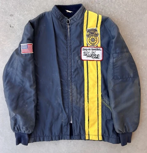 Vintage Trucker Jacket 23x28 Blue 70s Teamster 407 Keep On Truckin R Crumb Truck - product listing photo
