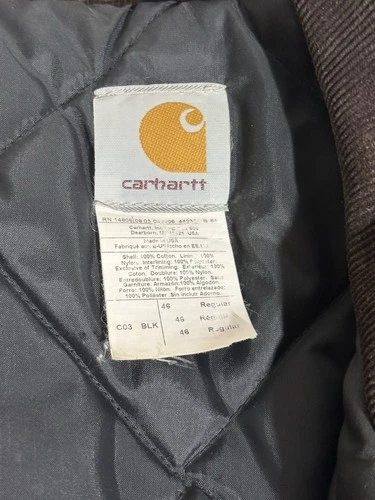 Carhartt Arctic Corduroy Collar Jacket Black Vintage1990s J02 BLK Large/XL image 7