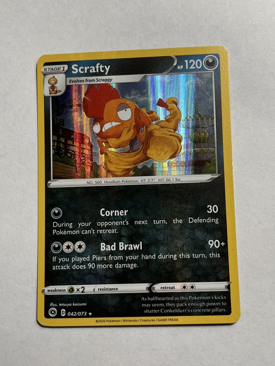 Pokemon TCG - Scrafty 042/073 Champion's Path HOLO BLEED ERROR