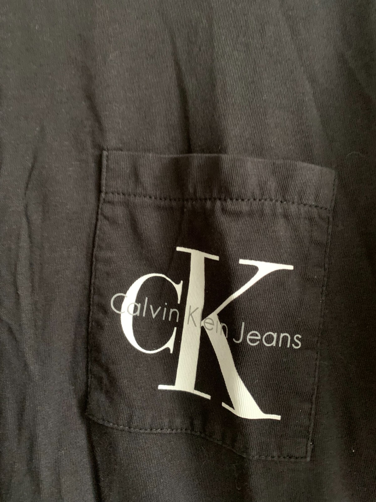 Calvin Klein Jeans Basic Black Men M size  T-shirt  White Logo Chest pocket thumbnail 3
