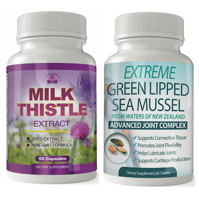 Milk Thistle Extract Liver Support and Green Lipped Sea Mussel Joint Supplement