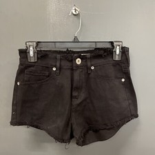 Bullhead Demin Co. Women  s High Rise Distressed Black Jean Shorts Size 1