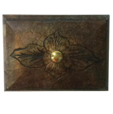 Wildwood Accents Carved Stone Iris Orchid Flower Dresser Vanity Jewelry Box 6''