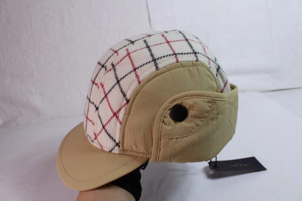 165 美元 Rag & Bone Puffer 飞行员帽格子羊毛象牙色多种尺寸 S/M 新帽子 — 第 3/4 张图片