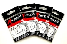 4 PACKS Matzuo 100021 Offset Down Eye Baitholder Hook Size 10 Bronze 10-Count