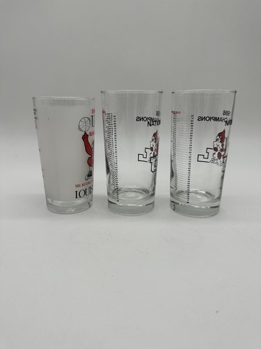 3 UofL Louisville Cardinals Basketball 86/87 Schedule Glass 1986 NCAA Champions - Picture 4 of 8