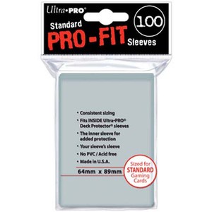 Ultra Pro 100 standard pro-fit Sleeves, Free shipping, Clear Acid Freem Fit MTG