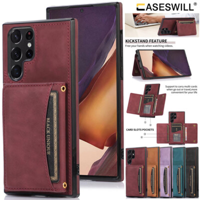 For Samsung Galaxy S25 S24 S23 S22 S21 Note20 Ultra Leather Wallet Case Cover