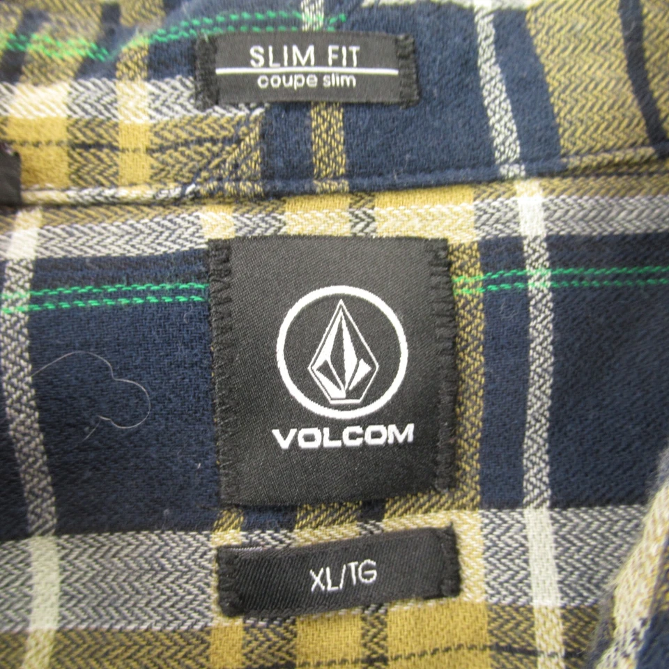Volcom Shirt Mens XL Slim Fit Long Sleeve Plaid Button Front Pockets 100% Cotton - Image 3 of 4
