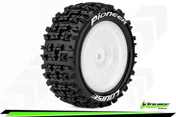 Louise E-PIONEER 1-10 Buggy Reifen Fertig Verklebt Soft Felgen Weiss Kyosho HEX - Bild 2 von 2