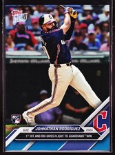 Johnathan Rodriguez Guardians 1st Hit Met 2024 MLB TOPPS NOW Card 222 Blue 43/49