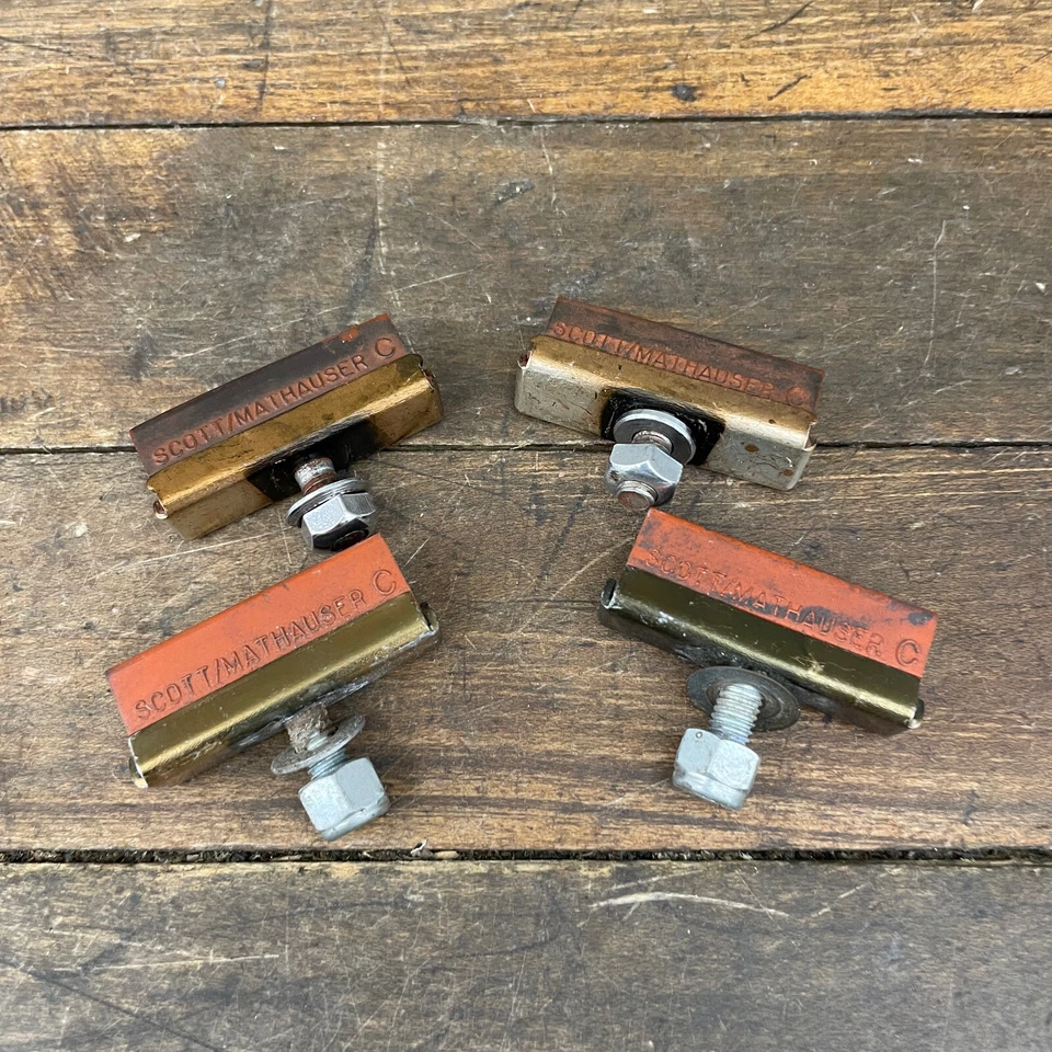 Juego de 4 pastillas de freno vintage Scott Mathauser C zapatos Old School BMX carretera salmón Foto 4 de 4