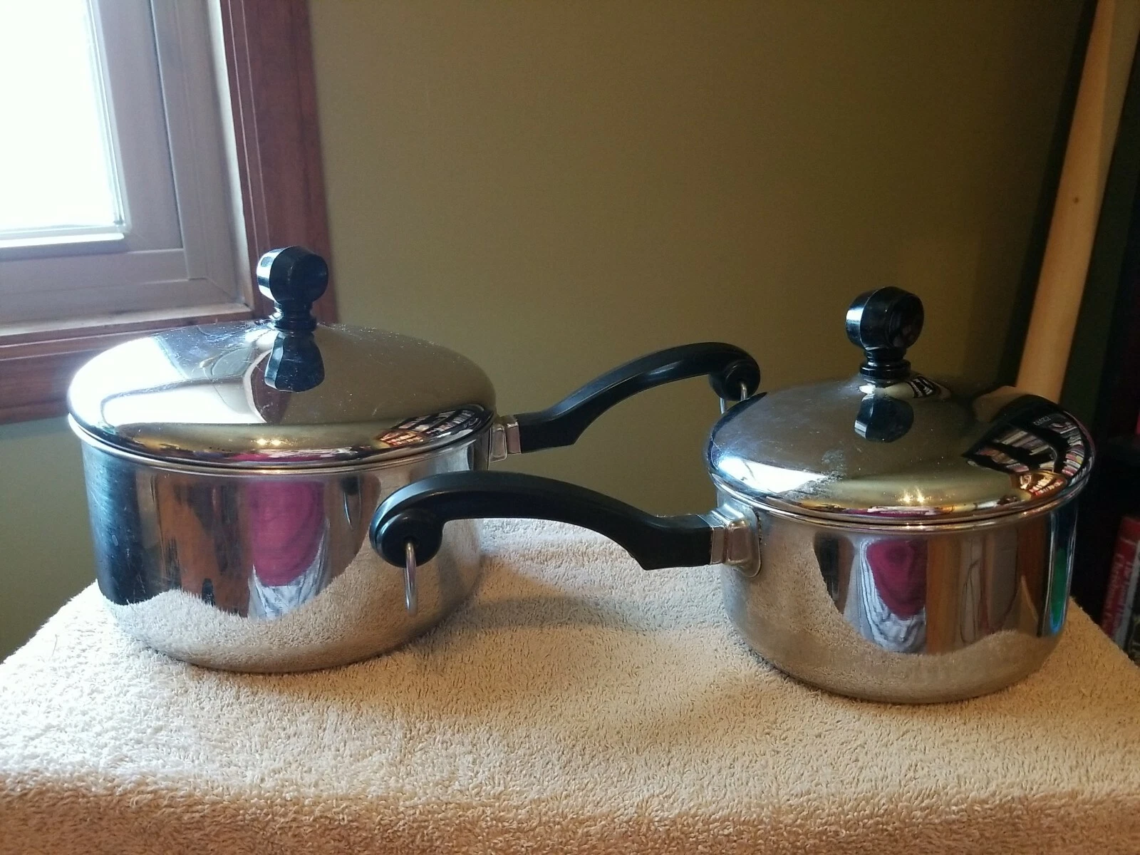 Vintage 4 Piece FARBERWARE Aluminum Clad Stainless Steel USA Pans Pots Cookware