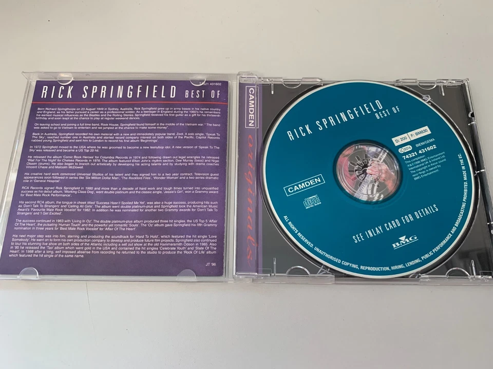 Rick Springfield – Best Of - CD © 1996 - Celebrate Youth,Rock Of Life,Human Touc - Bild 2 von 3