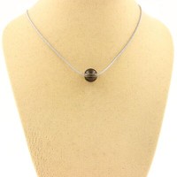 Steine Und Mineralien. Halskette 1 Perle Rauchquarz 8 Mm. Kette Aus Edelstahl