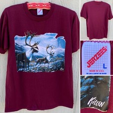 Vintage Elk T-Shirt Killen Iron On Graphics Jerzees Made In USA L 80s 1980s