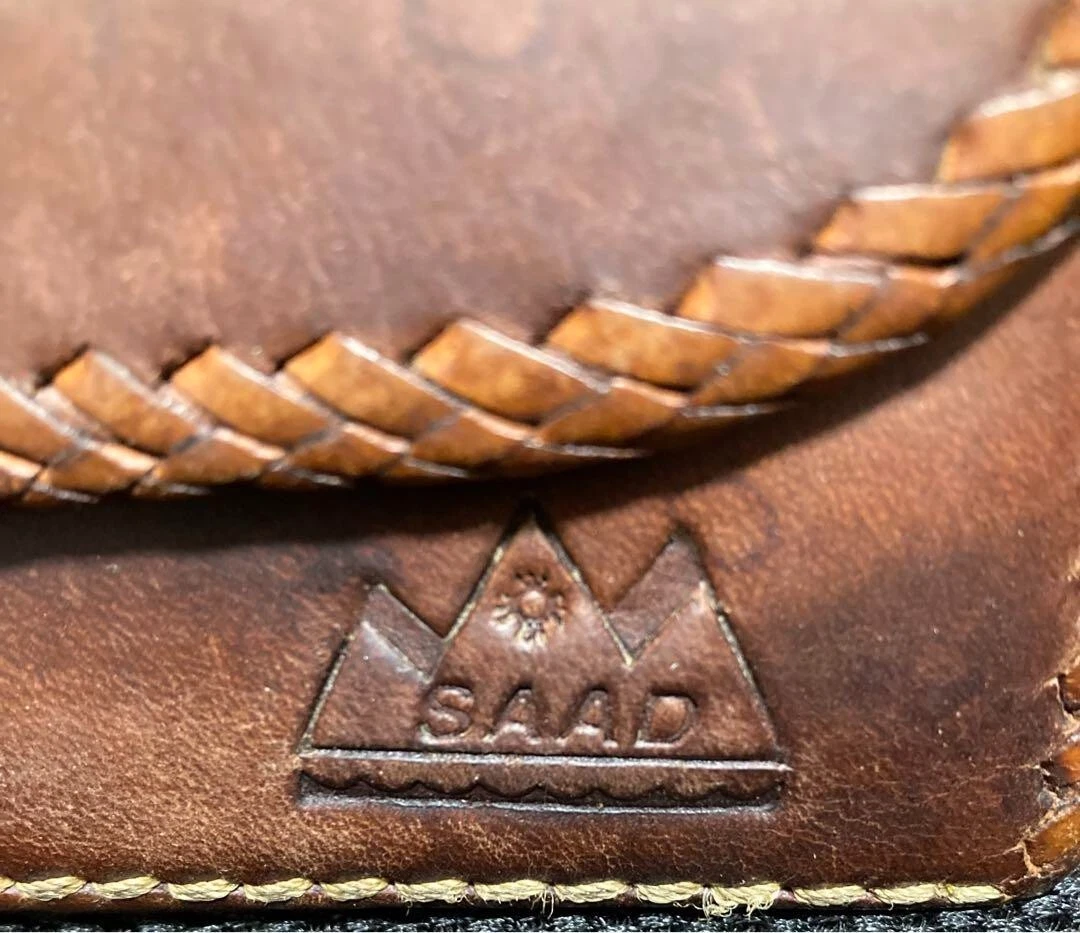 SAAD leather Long wallet Brown pocket engraved Japan Made 