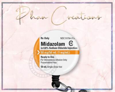 Versed Midazolam Retractable Badge Reel Funny Anesthesiologist Nurse ID Holder