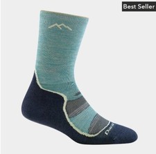 USA DARN TOUGH 1967 AQUA Women's Light Hiker Micro Crew Lightweight Hiking Sock