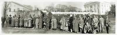 OSAGE TRIBE LEADERSHIP RECIEVED BY PRESIDENT COOLIDGE IN 1928 PANORAMIC PHOTO